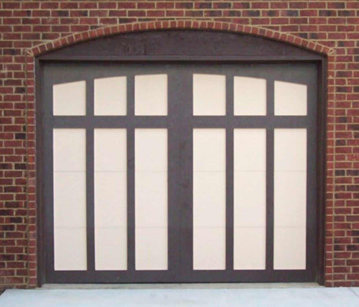 Bronze residential garage door panel texture and color swatch